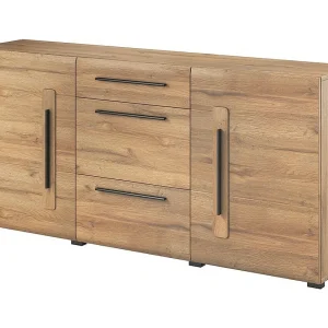 Buffet design 180cm. Collectie BREDA met twee deuren en drie laden. Kleur eiken. Buffet design 180cm. Collectie BREDA met twee deuren en drie laden. Kleur eiken.