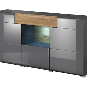 Buffet 160cm collectie OHIO. Kleur antracietgrijs en eiken. LED inbegrepen Buffet 160cm collectie OHIO. Kleur antracietgrijs en eiken. LED inbegrepen