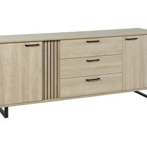 Buffet LOFT 220 cm 2 deuren 3 laden licht eiken met metalen structuur Buffet LOFT 220 cm 2 deuren 3 laden licht eiken met metalen structuur