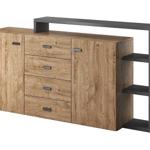 Buffet met ingebouwde plank collectie BERGAME 180cm. Kleur eiken en grijs. Buffet met ingebouwde plank collectie BERGAME 180cm. Kleur eiken en grijs.