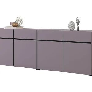 Buffet HAVANA 225 cm – Pastelviolet en zwart – 4 deuren, 4 laden – Modern design Buffet HAVANA 225 cm – Pastelviolet en zwart – 4 deuren, 4 laden – Modern design