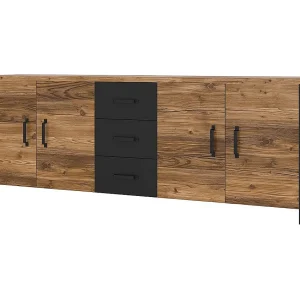 Buffet DARWIN – 220 cm in sparrenhout en mat zwart Buffet DARWIN – 220 cm in sparrenhout en mat zwart
