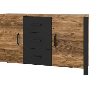 Buffet 150cm collectie DARWIN. Kleur spar en zwart. 2 deuren en 3 laden. Buffet 150cm collectie DARWIN. Kleur spar en zwart. 2 deuren en 3 laden.