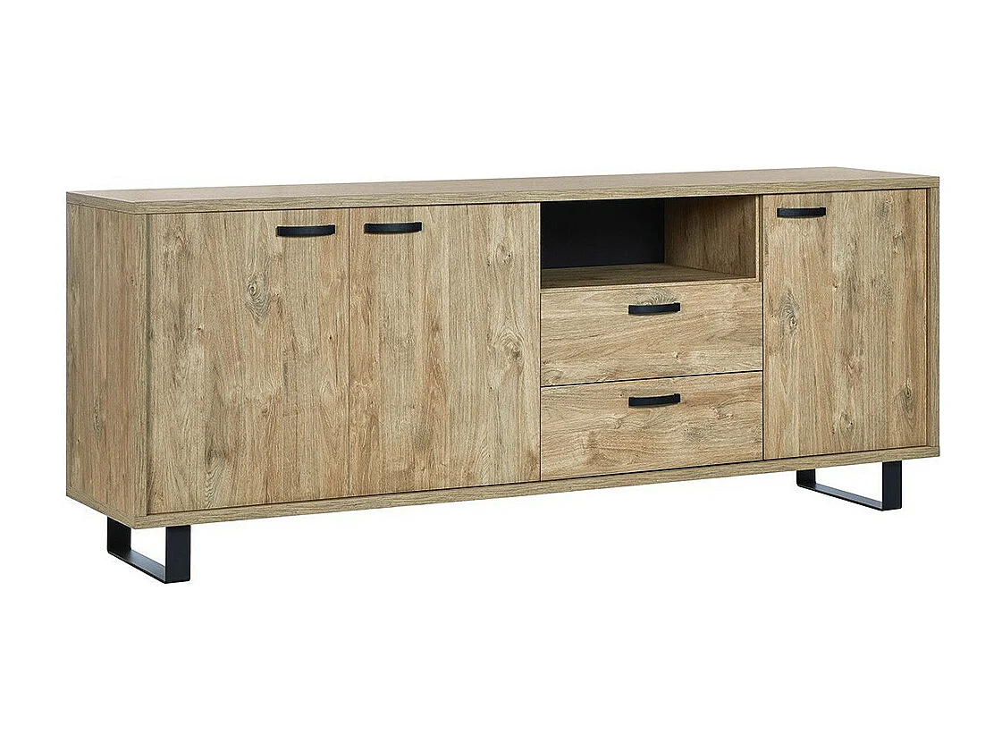Design buffet XL 220cm met 3 deuren en 2 lades voor woonkamer in gouden eikenkleur uit de NEWTON collectie