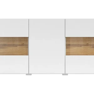 Buffet 120cm collectie EVA met 3 deuren. Kleur wit en eiken.