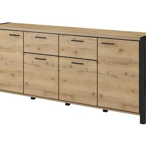 Buffet 210cm collectie TIVORA 4 deuren, 2 laden. Kleur eiken en zwart Buffet 210cm collectie TIVORA 4 deuren, 2 laden. Kleur eiken en zwart