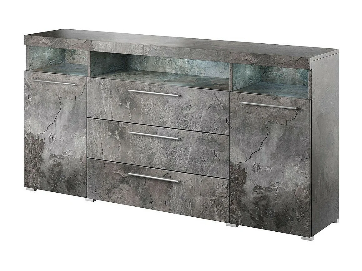 Buffet 180cm voor woonkamer in leisteen grijs effect uit de BOMBAY collectie