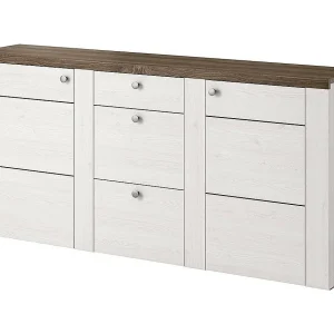 Buffet design 175cm voor woonkamer witte kleur houteffect en eiken collectie SANTIAGO. Buffet design 175cm voor woonkamer witte kleur houteffect en eiken collectie SANTIAGO.