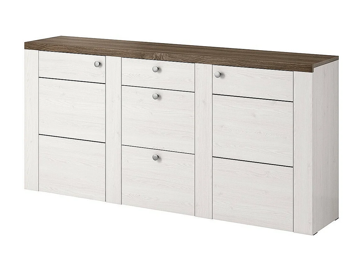 Buffet design 175cm voor woonkamer witte kleur houteffect en eiken collectie SANTIAGO.