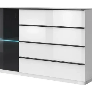 Buffet TONGA 138×87.5×43.5 cm met 4 laden en 1 deur, kleur hoogglans wit Buffet TONGA 138×87.5×43.5 cm met 4 laden en 1 deur, kleur hoogglans wit
