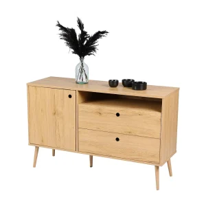 Buffet 1 deur, 1 vak en 2 laden – Klassieke stijl, lichteiken kleur – 120x39x75 cm – Collectie OAKLANDER