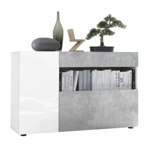Buffet 1 lade en 2 deuren, collectie KALO, kleur wit betoneffect, ideaal in uw woonkamer Buffet 1 lade en 2 deuren, collectie KALO, kleur wit betoneffect, ideaal in uw woonkamer