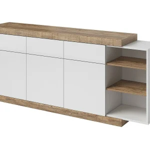 Buffet 200cm in eiken en hoogglans wit met veel opbergruimte collectie SINATRA. Buffet 200cm in eiken en hoogglans wit met veel opbergruimte collectie SINATRA.