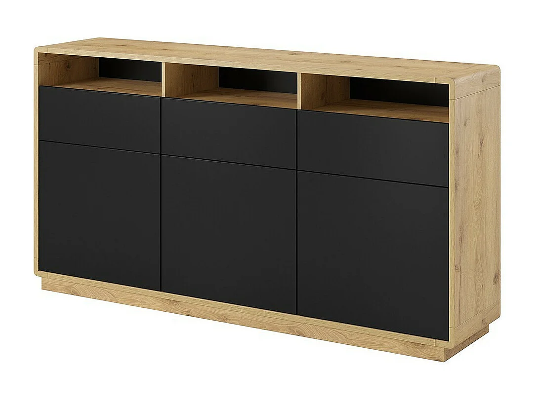 Buffet 180cm collectie VILLA. Kleur eiken en zwart