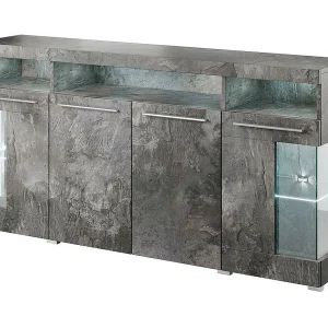 Buffet XL 180cm met 4 deuren in leisteen grijs effect uit de BOMBAY collectie