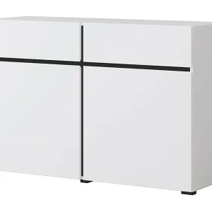 Buffet 120cm kleur wit en zwart collectie HAVANA. Dressoir design met 2 deuren en 2 laden.