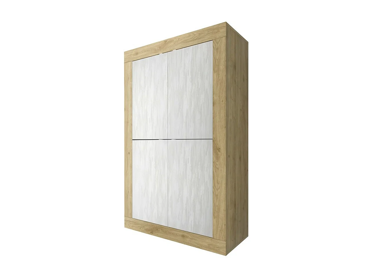 Buffet design met 4 deuren, houten collectie ACCESS. Kleur wit en licht eiken.