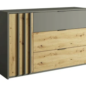 Design dressoir met 3 lades en 1 deur. Collectie IZO in antracietgrijs en licht eiken. Design dressoir met 3 lades en 1 deur. Collectie IZO in antracietgrijs en licht eiken.