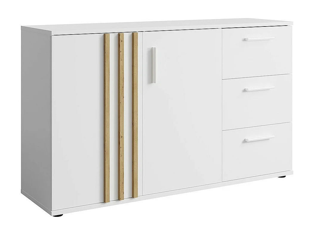 Commode VARIA - 2 deuren en 3 laden - Modern design in wit en ambachtelijk eiken