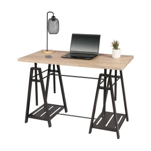 Bureau design architecte collectie DARYL – Afmetingen 120x59x75 cm, kleur licht eiken en zwarte metalen poten Bureau design architecte collectie DARYL – Afmetingen 120x59x75 cm, kleur licht eiken en zwarte metalen poten