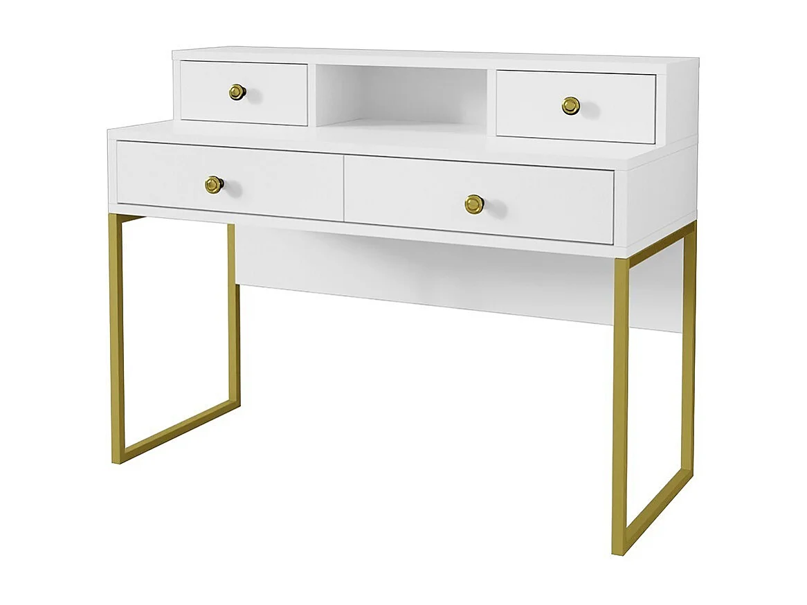 Console bureau design collectie DOUGLAS met vier laden en een nis, kleur wit, 120 x 95 x 50 cm