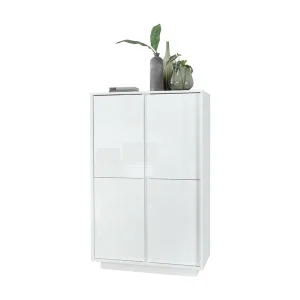Kast met 4 deuren, collectie CREAM, in glanzend wit gelakt, ideaal voor een design eetkamer