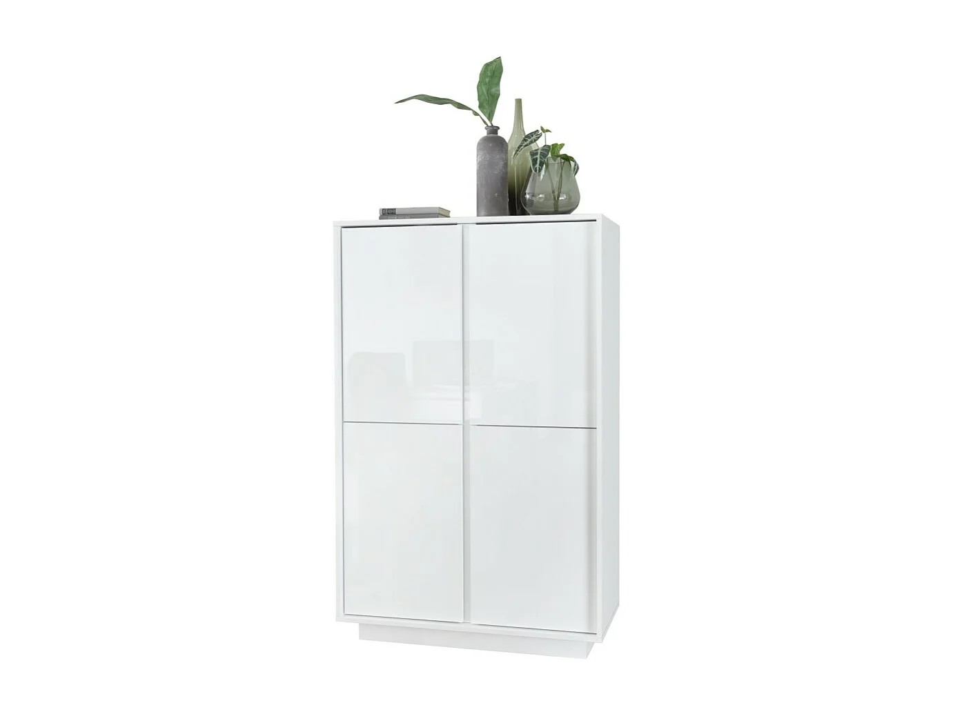 Kast met 4 deuren, collectie CREAM, in glanzend wit gelakt, ideaal voor een design eetkamer