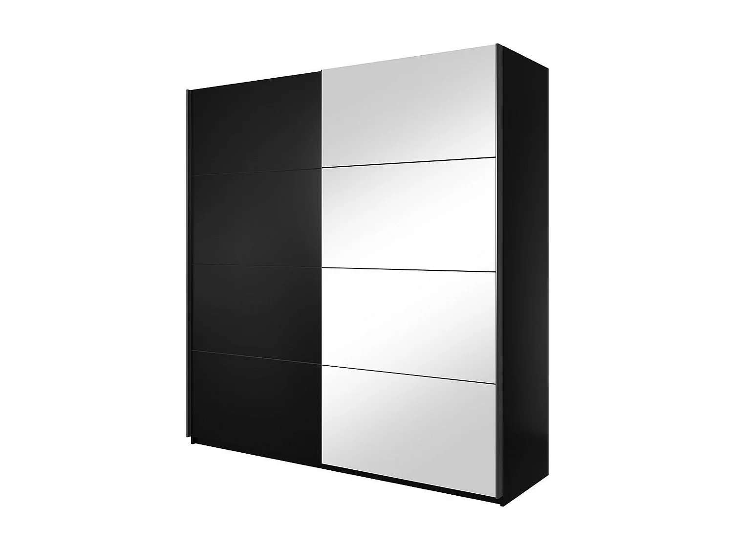Kledingkast design 220cm. 2 deuren met aanpasbare spiegels. Kleur matzwart. Collectie EOS