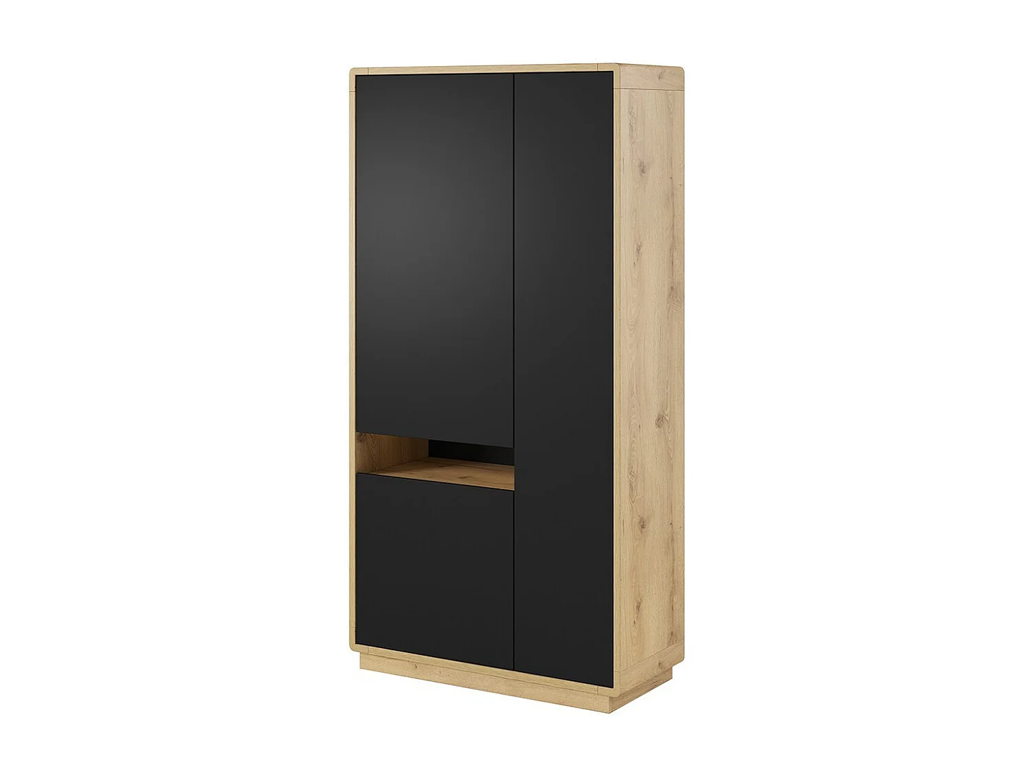Kast ontwerp met verlichte nis uit de VILLA collectie. Kleur eiken en zwart.