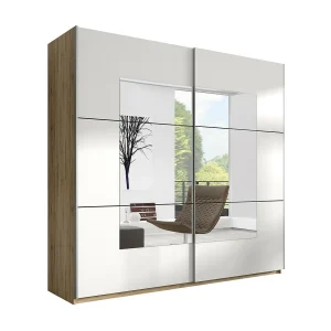 Kledingkast design 2 deuren 200cm lichte eikenkleur en wit. Collectie EOS