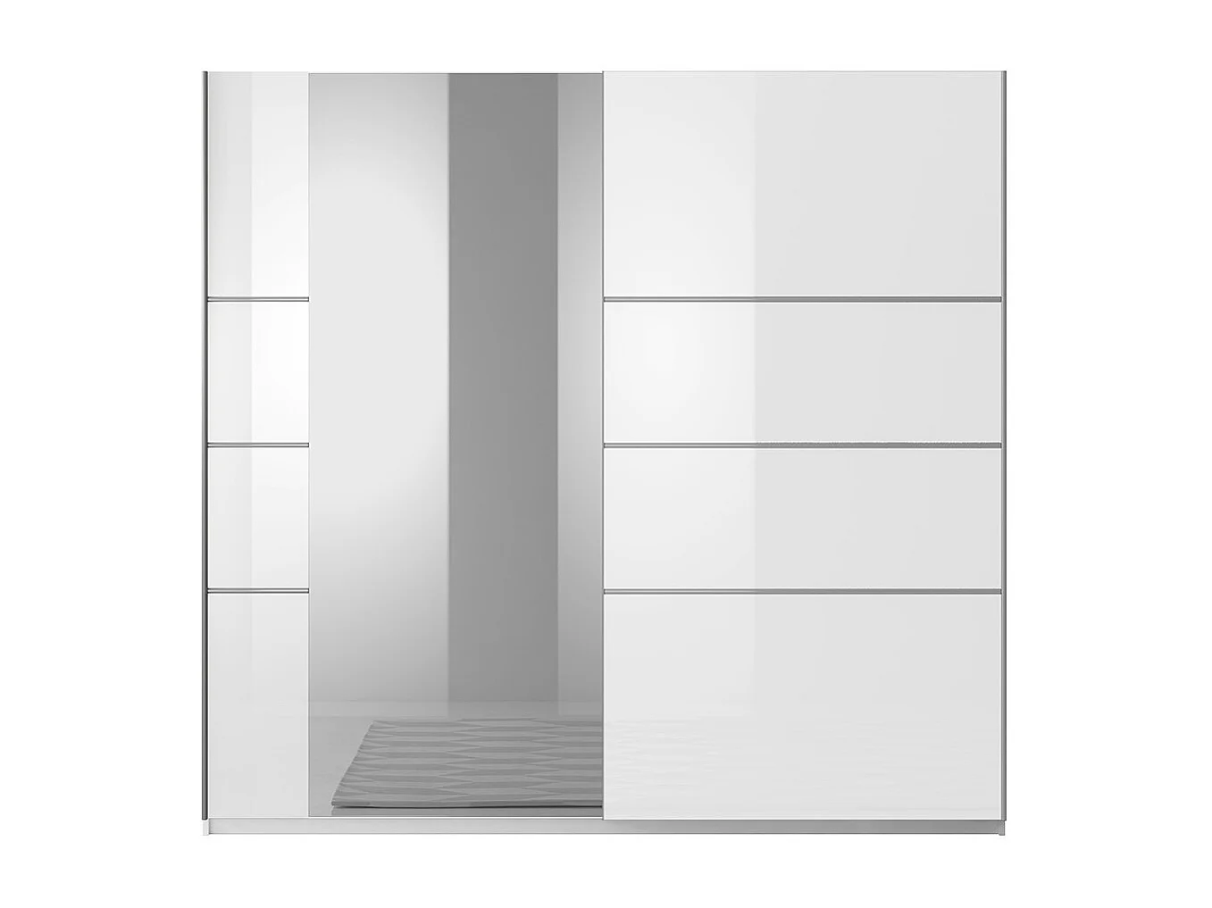 Design kast met 2 deuren 180 cm met spiegel. Kleur glanzend wit. Collectie EOS