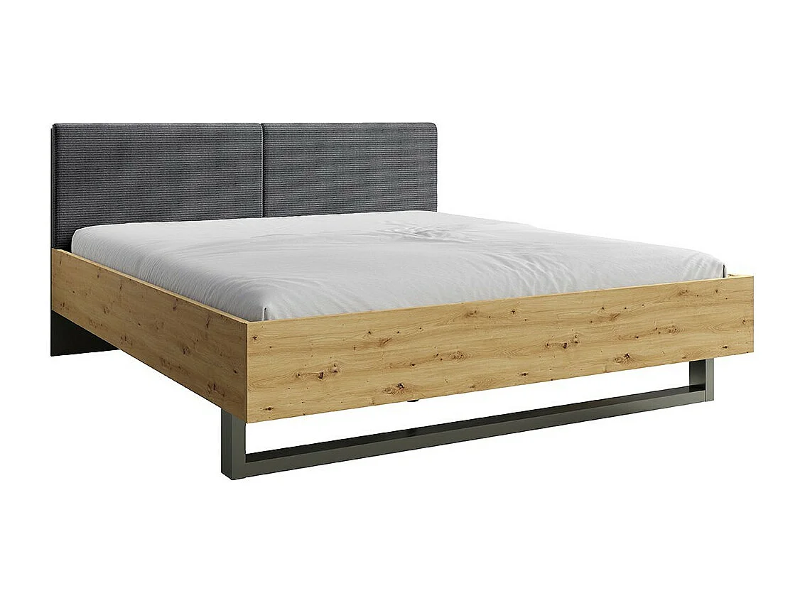 Lit adulte design 160x200 - Collectie IZO. Kleur eiken en antracietgrijs.