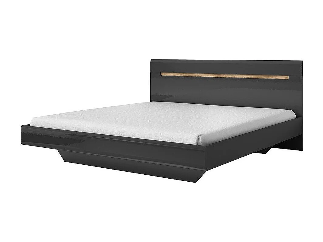 Volwassen bed ontwerp 180x200 collectie LUCIA. Kleuren grijs en eiken