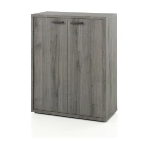 Rangement de bureau SOON – Meuble 2 portes – Chêne Sherman gris – L90 x H112 x P40 cm Rangement de bureau SOON – Meuble 2 portes – Chêne Sherman gris – L90 x H112 x P40 cm