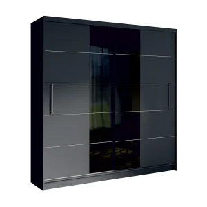 Kledingkast design 200cm kleur grafietgrijs en zwart collectie NARAGO