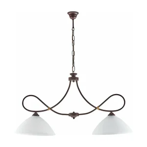 Lustre Dallas noir, effet rouille et or antique, verre albâtre d.13, 2 lumières parfait petits espaces Lustre Dallas noir, effet rouille et or antique, verre albâtre d.13, 2 lumières parfait petits espaces