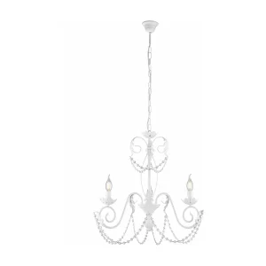 Damasco Lustre en fer laqué blanc décoration effet shabby chic et strass cristal 3 lumières 120 d.47 BL77-3-BCO Damasco Lustre en fer laqué blanc décoration effet shabby chic et strass cristal 3 lumières 120 d.47 BL77-3-BCO