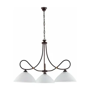 Lustre Dallas noir, effet rouille et or antique, verre albâtre d.13, 3 lumières ambiance loft ou rétro Lustre Dallas noir, effet rouille et or antique, verre albâtre d.13, 3 lumières ambiance loft ou rétro