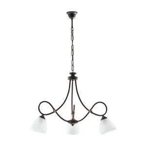 Lustre Dallas noir, effet rouille et or antique, verre albâtre d.13, 3 lumières idéal pour déco industrielle Lustre Dallas noir, effet rouille et or antique, verre albâtre d.13, 3 lumières idéal pour déco industrielle