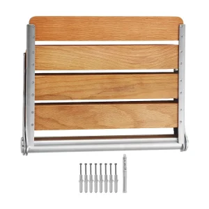 Douchestoel SucceBuy Eikenhouten Opvouwbare Douchestoel 40,8 cm x 34 cm, Wandmontage, 440 lbs Douchestoel SucceBuy Eikenhouten Opvouwbare Douchestoel 40,8 cm x 34 cm, Wandmontage, 440 lbs