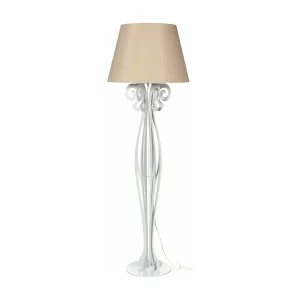 Lampadaire Circeo 60×180 cm en fer blanc, abat-jour sable, design vintage, interrupteur au pied, Made in Italy Lampadaire Circeo 60×180 cm en fer blanc, abat-jour sable, design vintage, interrupteur au pied, Made in Italy