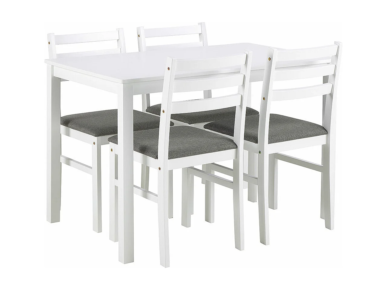Brayden eethoek tafel en 4 stoelen 70x110cm wit.