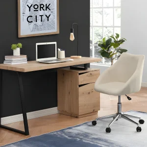 Bureau GOTAMA – 1 lade en 1 deur – Mdf en staal – Eikenkleur en zwart – Koop nu online