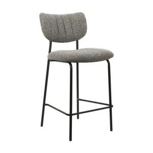 Counterstoel VENTURA – Donkergrijze stof – Zwarte metalen poten – Hoogte 97 cm – Design/industriele stijl