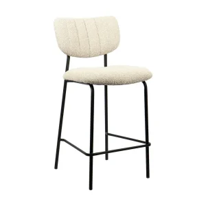 Counterstoel VENTURA – Beige stof – Zwarte metalen poten – Hoogte 97 cm – Design/industriële stijl