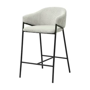 Counterstoel IMANY – Ribfluweel lichtgrijs – Met armleuningen – Zwarte metalen poten – Design/industriële stijl