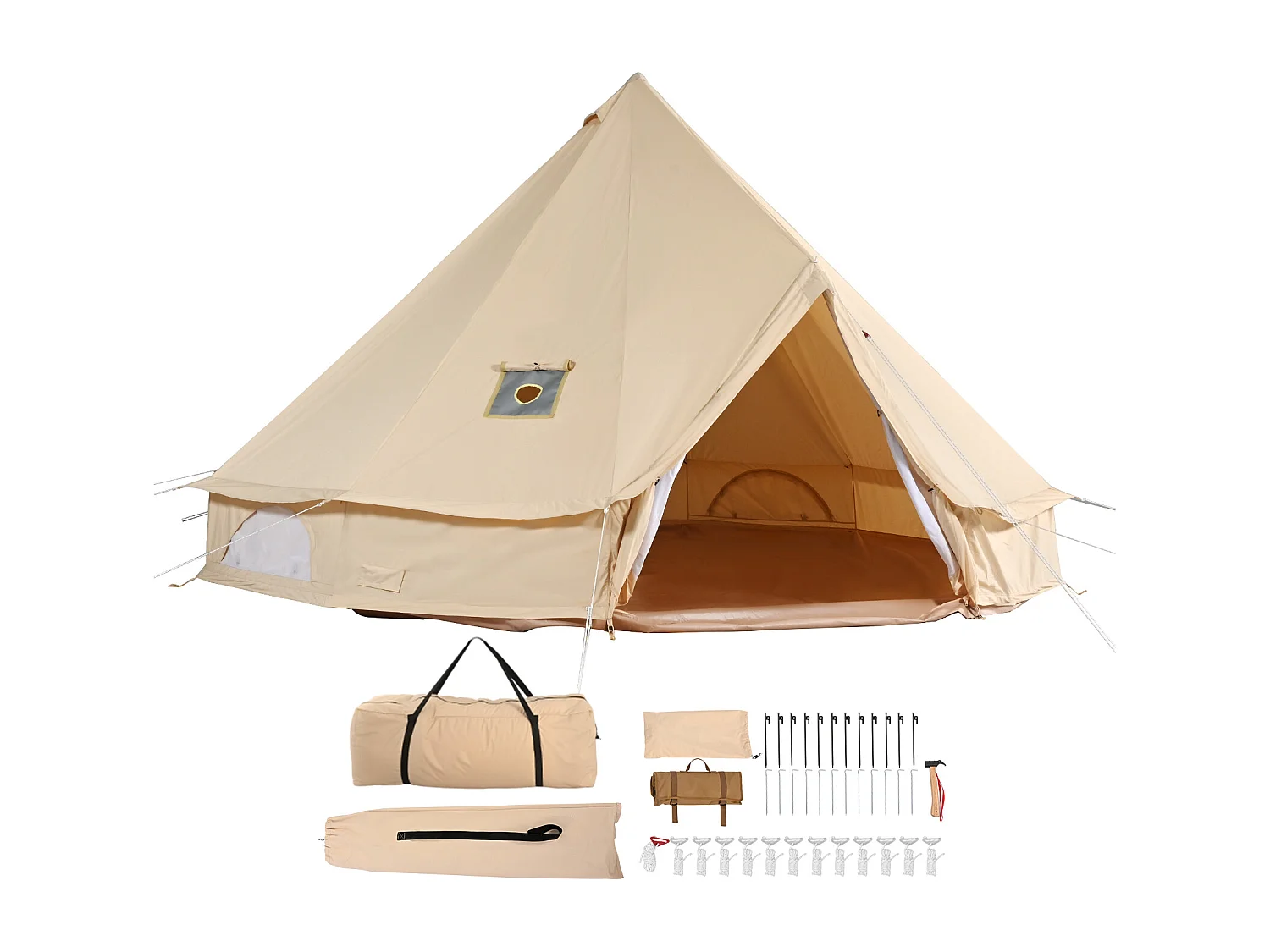 Canvas Belltent voor Familiekamperen SucceBuy 4-seizoenen 5m met Kookgat