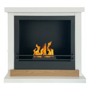 Cheminée au bioéthanol Stockholm cheminée bio au sol en bois blanc L75xP24xH68 cm