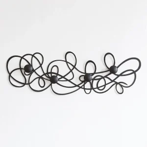 Doodle 77×25 cm zwarte ijzeren wandkapstok met knoppen – Modern design met verweven lijnen – Wandmontage – Gemaakt in Italië Doodle 77×25 cm zwarte ijzeren wandkapstok met knoppen – Modern design met verweven lijnen – Wandmontage – Gemaakt in Italië