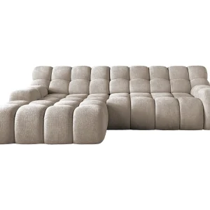 CAMPILE hoekbank met elektrisch verstelbare zitting, verstelbare hoofdsteunen, indeling links, 288x119x85 cm, kleur grijs